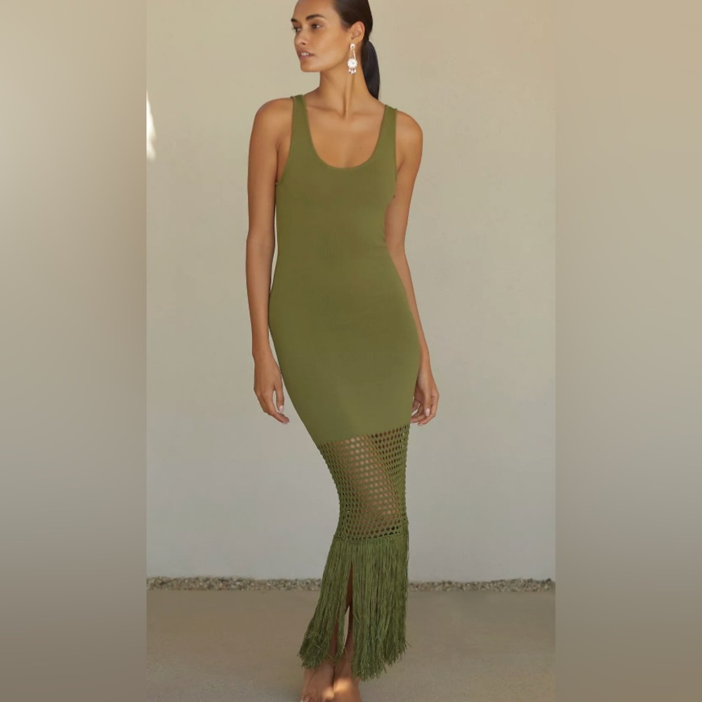 NWT PQ Swim Claudia Fringe Midi Dress - M